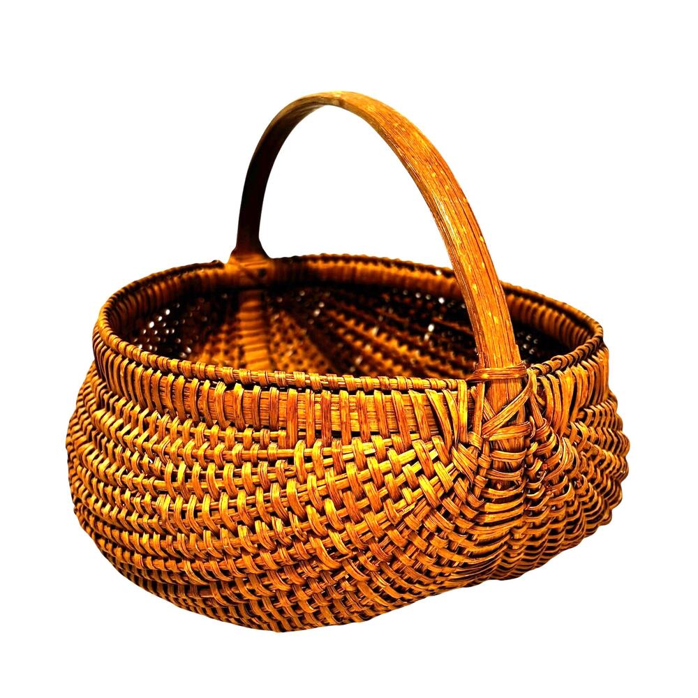 Vintage hand made buttocks basket mini egg gathering primitive rustic farmhouse